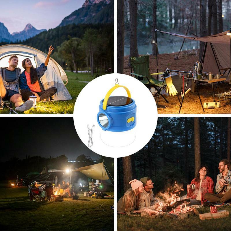 Portable Camping Tent Lights, Tent Lantern, Luz multifuncional, Energia solar, Carregamento USB, Lâmpada LED suspensa com 3 luzes