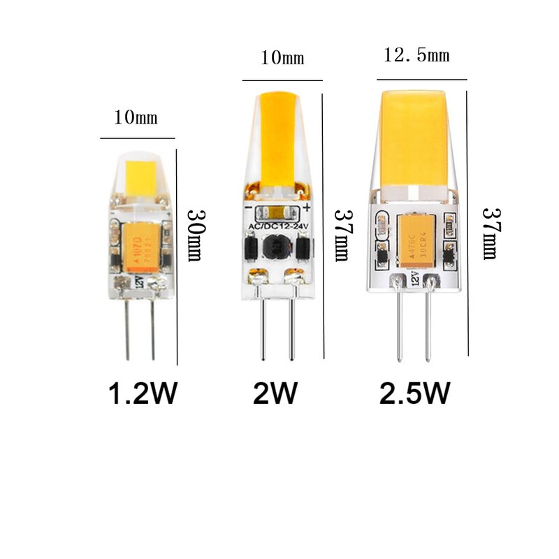 LED MINI G4 AC/DC 12V a bassa potenza 1.2W 1.4W 2W 3W ad alta efficienza luminosa senza stroboscopio per lampadario di cristallo cucina studio wc