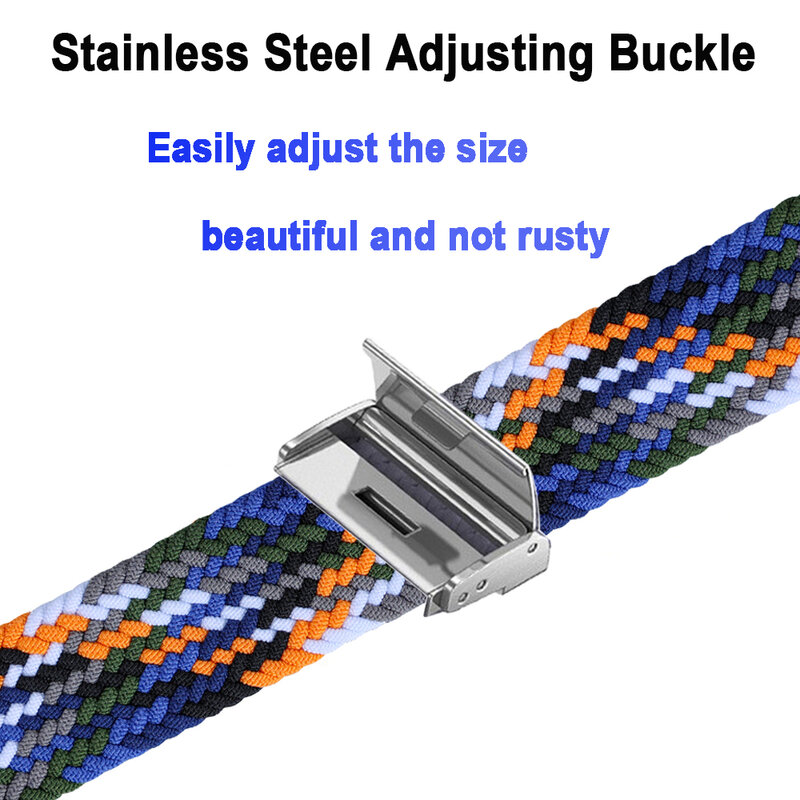 Bracelet élastique en nylon tressé pour Xiaomi Mi Band, bracelet réglable, métal, 4, 3, 5, 6, 7