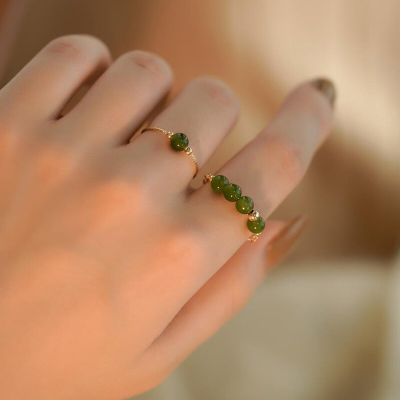 Nowy jaspisowy pierścionek z słodkim światłem Luksusowy temperament Niszowy pierścionek z osobowością