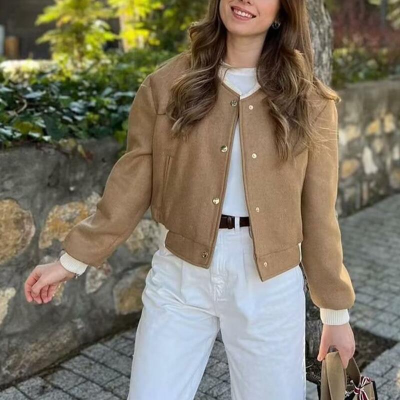 Cappotto colletto alla coreana colore a contrasto maniche lunghe tasche monopetto spesso morbido caldo polsino elastico giacca da donna capispalla