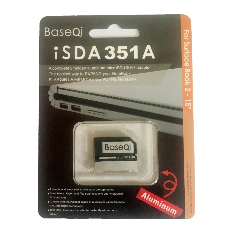 BaseQi untuk Microsoft Surface Book1/2/3 13.5 Inci Micro SD Adapter Surface Book II/II 15 ''Aluminum Minidrive 350A