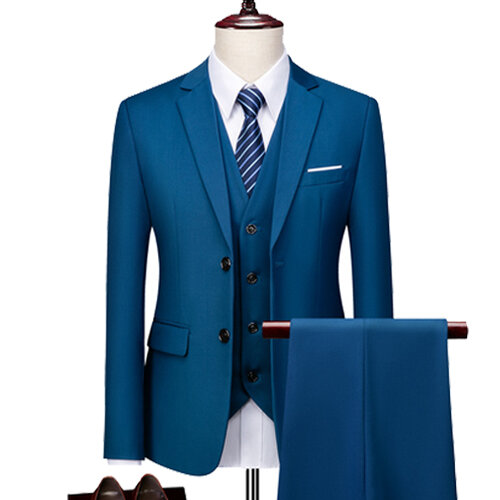 Мужской деловой костюм из трех предметов, элегантный свадебный комплект из жилета и брюк, пиджак, 2023