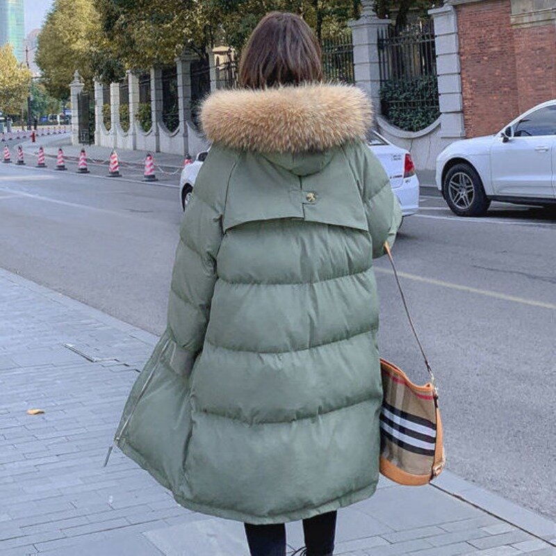 Parka medio-lungo vestiti invernali donna solido semplice stile coreano sciolto più spesso tutto-fiammifero moda Casual caldo confortevole Chic