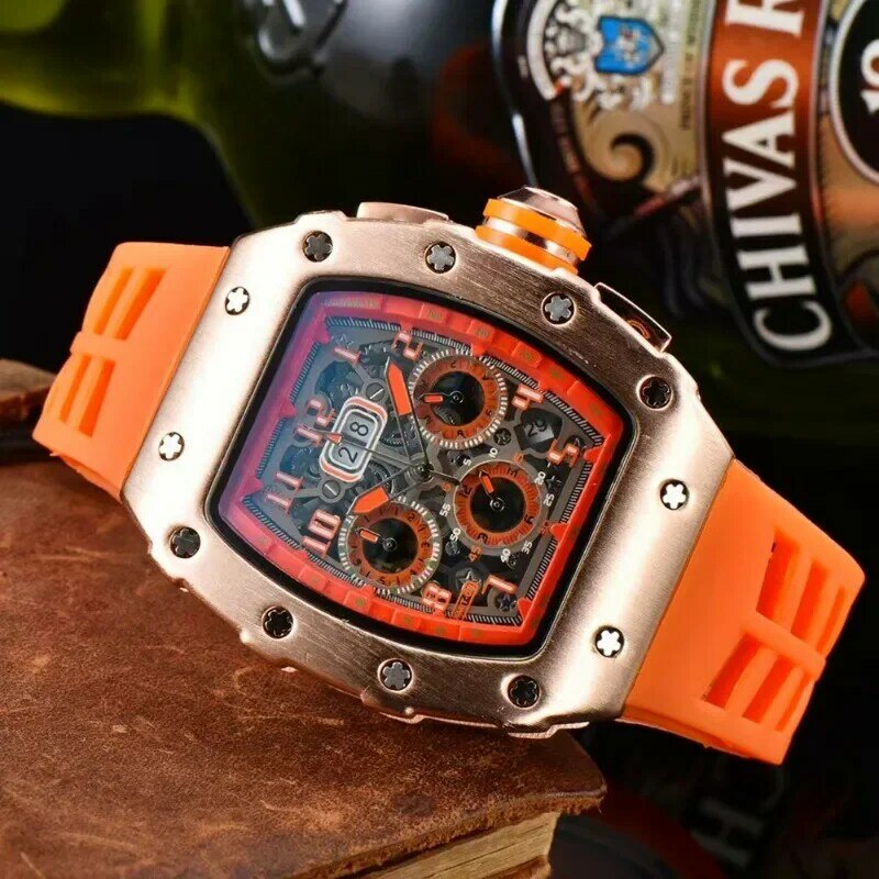 2024 Automatic Sports 6 Needle Run Seconds Men's Top Luxury Brand Multifunctional Watch Fashion White Ceramic Wind Quartz Watch