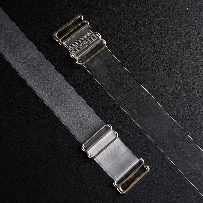 Alta elástica transparente alça de ombro de aço inoxidável fosco cinta invisível antiderrapante sutiã alça de roupa interior transparente