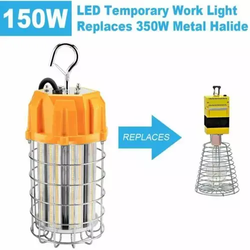 150W LED Construction Hanging Work Light with Hook Outdoor Temporary Site Site Lighting 22500lm 5000K Daylight Portable Light