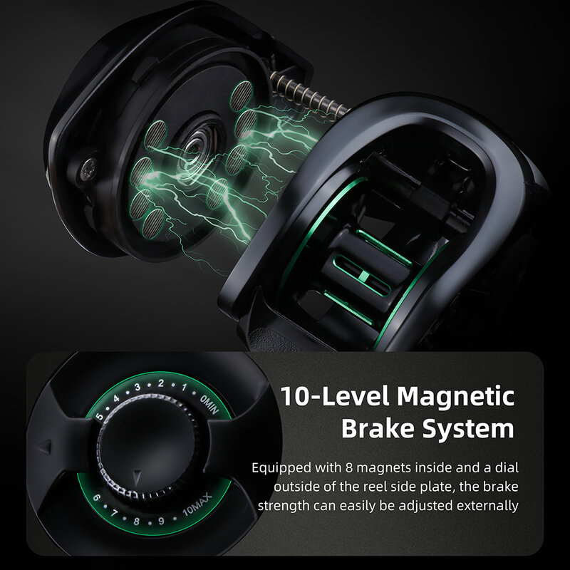 RUNCL Svallet kołowrotek magnetyczny układ hamulcowy kołowrotek 8KG Max Drag 10 + 1 BBs 7.3:1 szybki kołowrotek