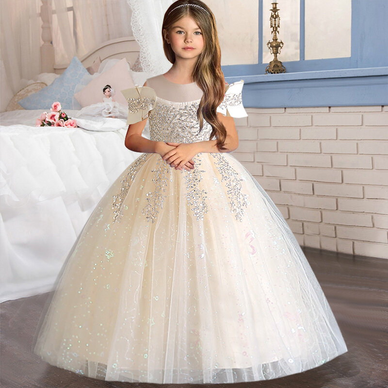 Girl Pageant Dresses First Communion Dress Kids Wedding Party Gown Birthday Party Dress Girl Lace petal Party Long Banquet Dress