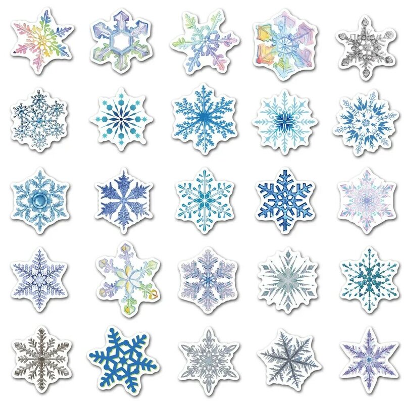 10/30/50 buah kepingan salju Natal stiker grafiti tahan air dekorasi estetika Laptop jurnal buku tempel stiker anak-anak