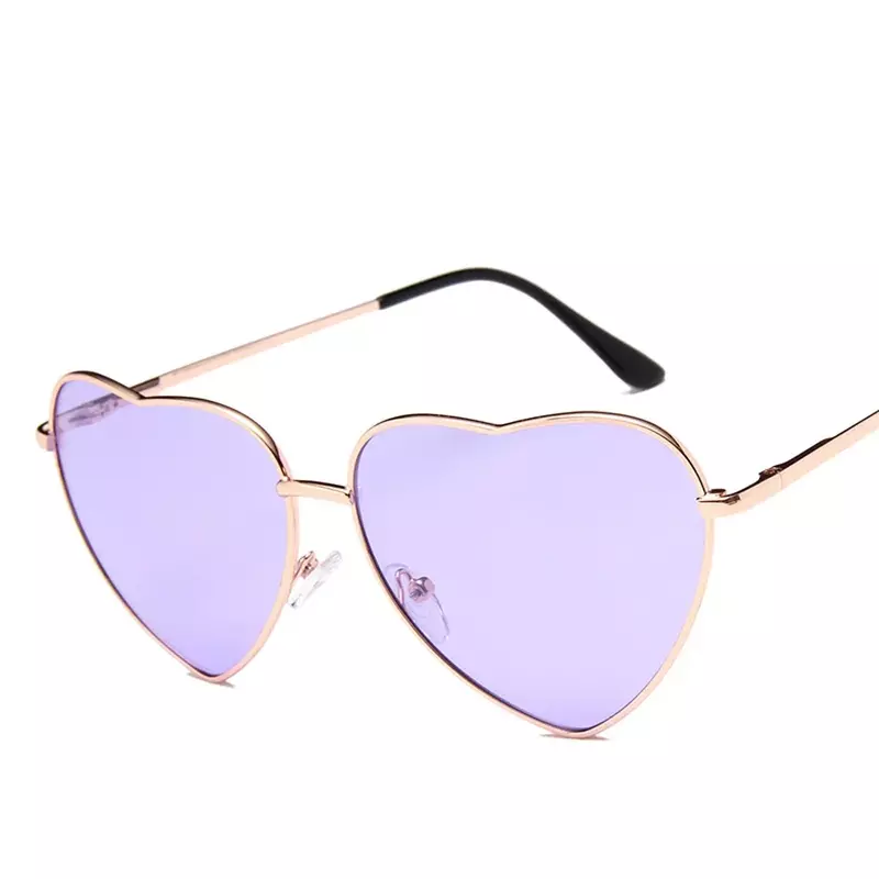 Солнцезащитные очки с большим сердцем для женщин, винтажные брендовые цветные прогрессивные солнечные очки с защитой от ультрафиолета, в металлической оправе