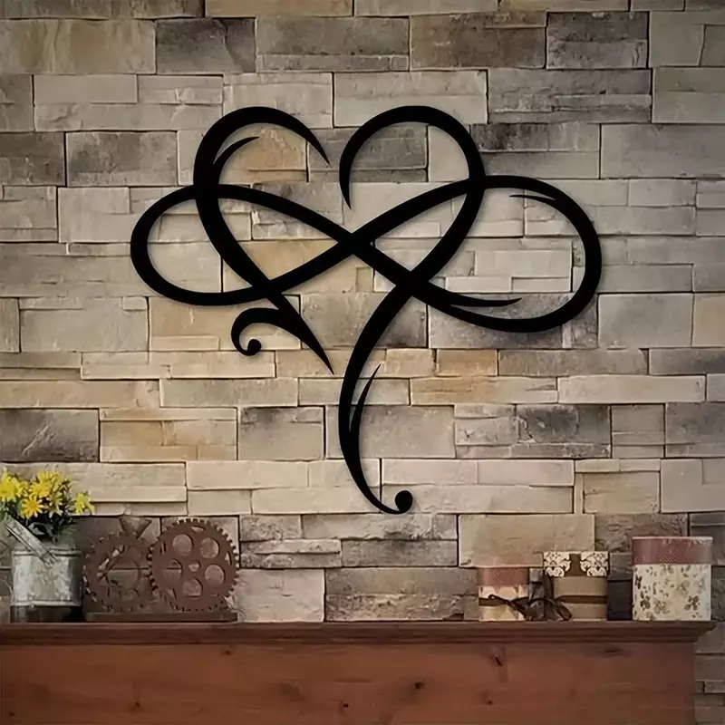 Artigianato 1pc 15.8 pollici X 13.8 pollici Infinity Heart decorazione da parete in metallo Art Eternal Love Infinite decorazione da parete a forma di cuore