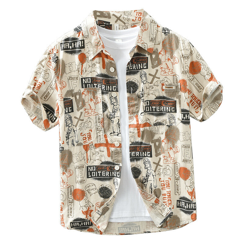 남성용 하와이 셔츠 패턴, 3D 프린트 상의, 여름 패션, 휴일 캐주얼 셔츠, 반팔 셔츠, 라펠 단추 스트리트웨어, 2024