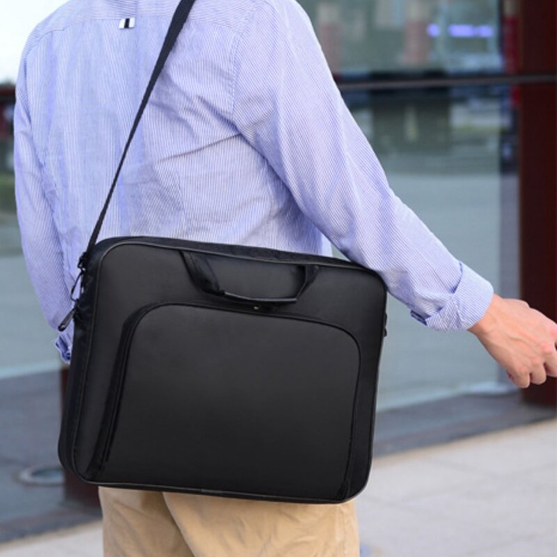 Tas Laptop portabel bisnis, tas bahu nilon 15.6 inci 17 inci, tas tangan komputer, tas ritsleting gaya sederhana