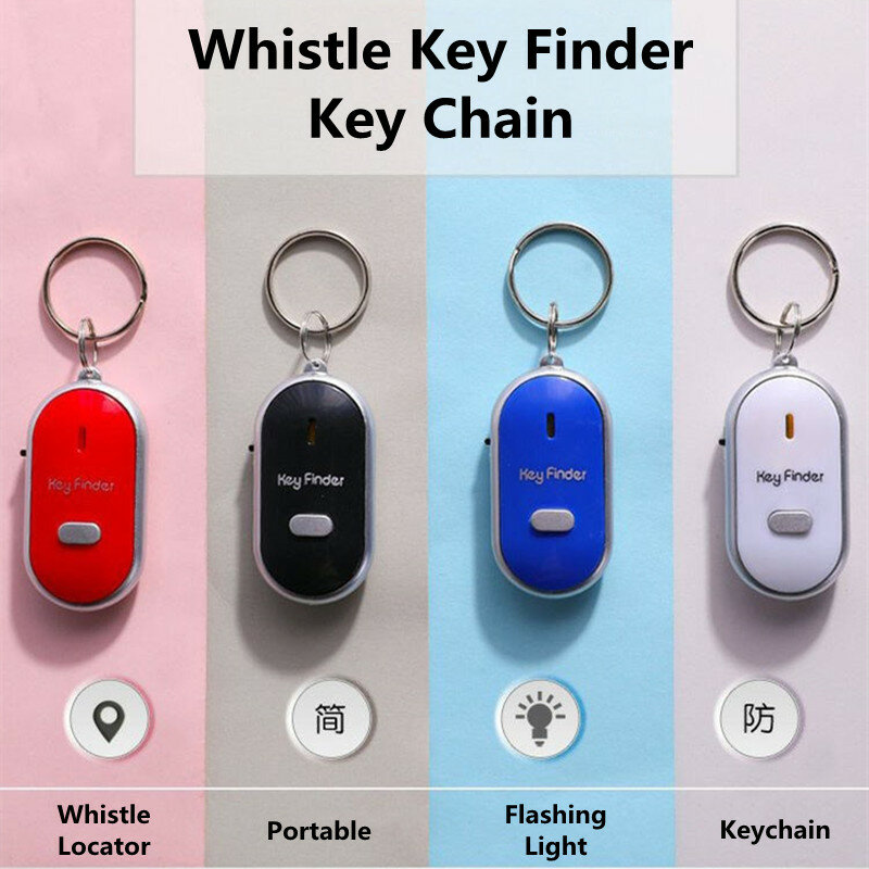 Locator Keychain Beeps And Flashes Whistle Key Finder Key Chain Portable Sound Control Locator Find Lost Keys Security Alarm