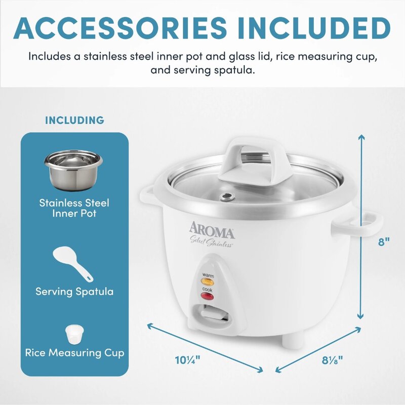 6 Cup White Stainless Steel Rice Cooker White