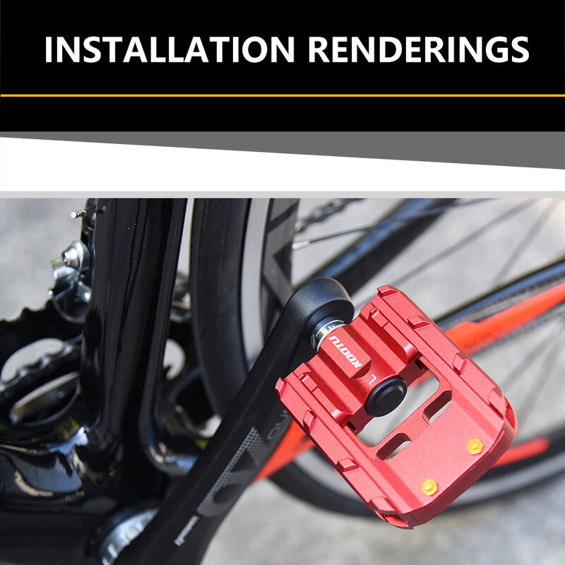 KOOTU-pedales plegables de aluminio para bicicleta, Pedal Universal de rodamiento con sello rojo/plateado para Bmx, 9/16