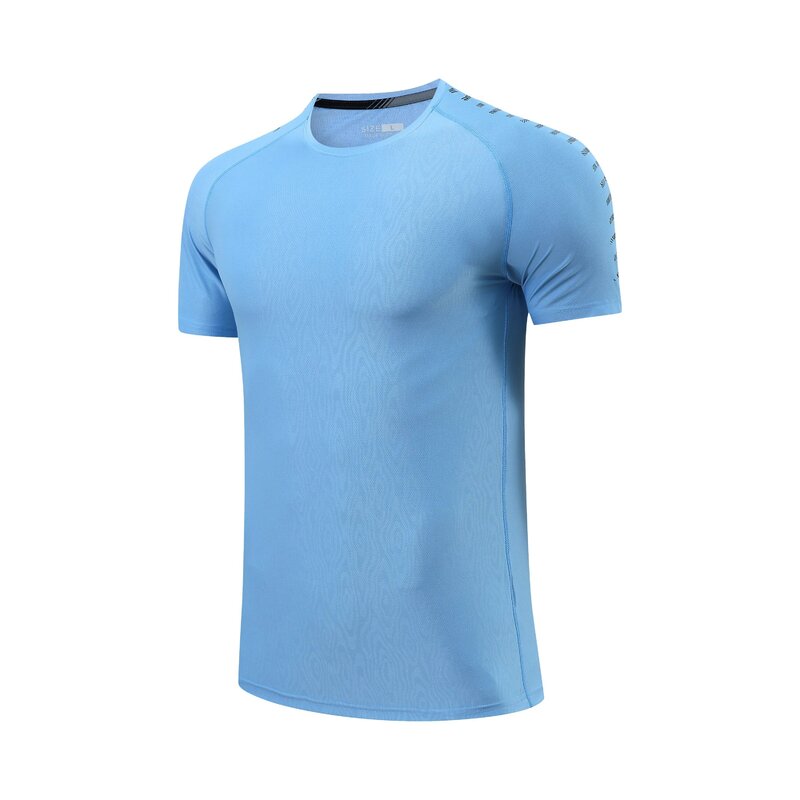 Camisetas deportivas de poliéster para hombre, ropa informal con estampado de manga corta para gimnasio, secado rápido, para correr