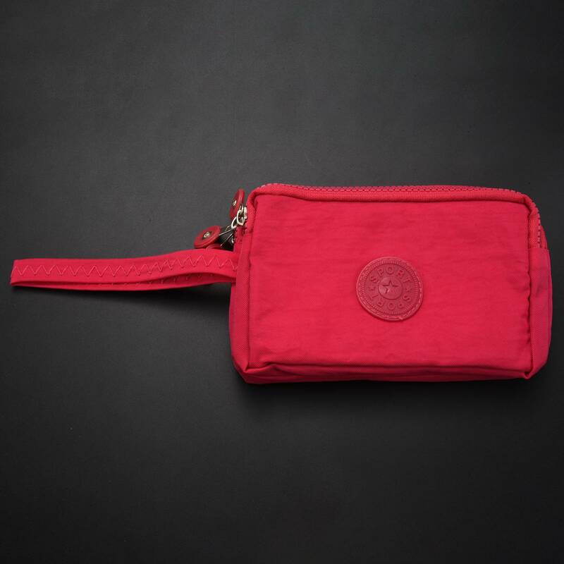 Women Small Wallet Washer Wrinkle Fabric Phone Purse Three Zippers Portable Make Up bag Rose