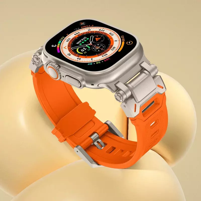 TPU Sport Band Voor Apple Watch 9 45Mm Ultra 2 49Mm 44Mm 42Mm Titanium Kleur Siliconen Horlogeband Voor Iwatch9 8 Se 7 6 4 5 3 2 1