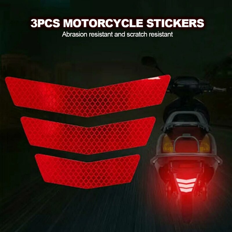 Motocicleta Reflective Warning Stickers, Trapezoidal Arrow Tail Fender, Racing Bumper Decal, Fita adesiva para carro, caminhão, bicicleta, 3pcs