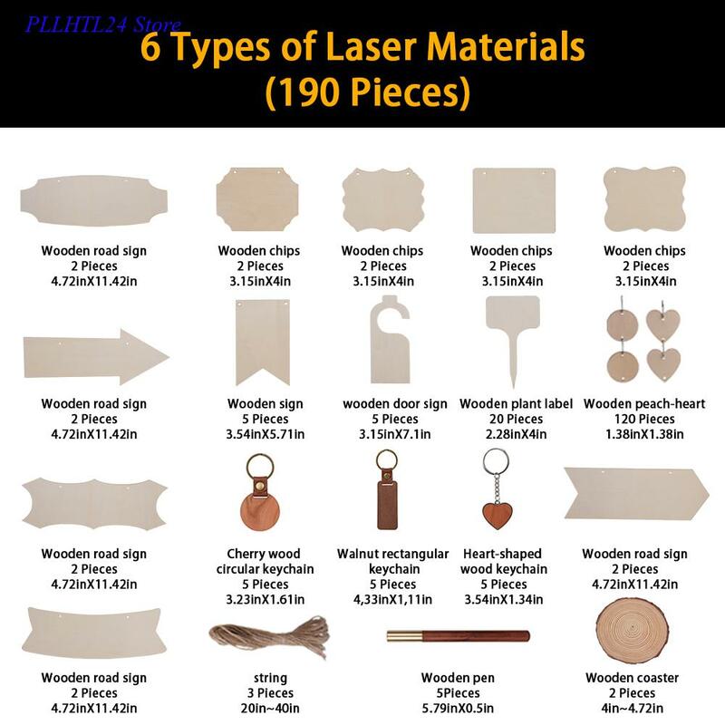 190pcs Laser 2 Laser Engraving Material Package Wooden Material
