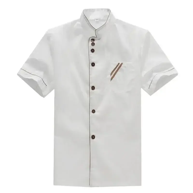 Uniforme de Chef de servicio de Catering de alimentos Unisex, chaqueta de panadería básica de 1 manga, camisa de pc corta para Hotel