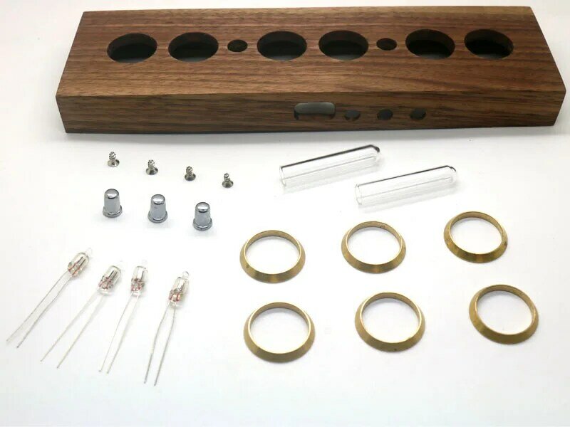 Orzech drewno IN14 glow tube zegar, części muszą być montowane przez siebie, IN14 glow tube zegar DIY kitm