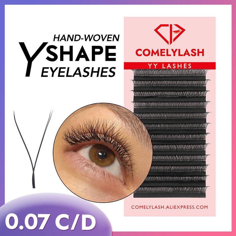 Comelylash YY Design Lashes Extension Soft Individual Eyelashes Y Shape Volume Lashes Tools 8-14 MM Lashes False Eyelash