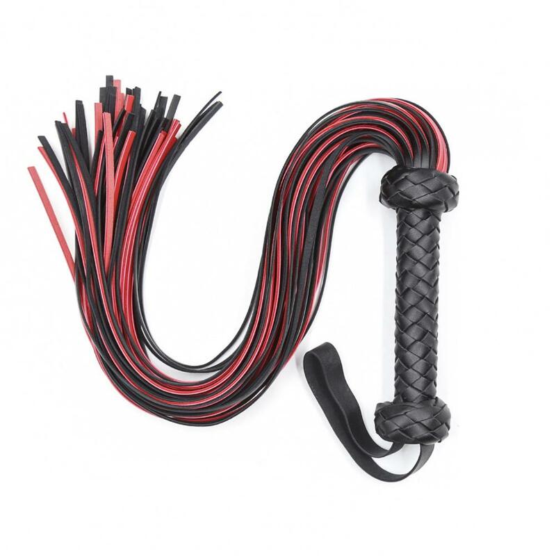 Faux Leather Whip Ergonomic Professional Adult Product Universal Braided Handle Faux Leather Black Red Tassel Whip