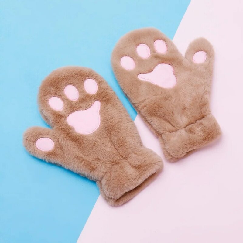 Łapy niedźwiedzia dziewczyna śliczne świąteczne prezenty wszystkie palce na zewnątrz ręka ciepło zimowe rękawiczki ciepłe rękawiczki damskie odzież zimowa