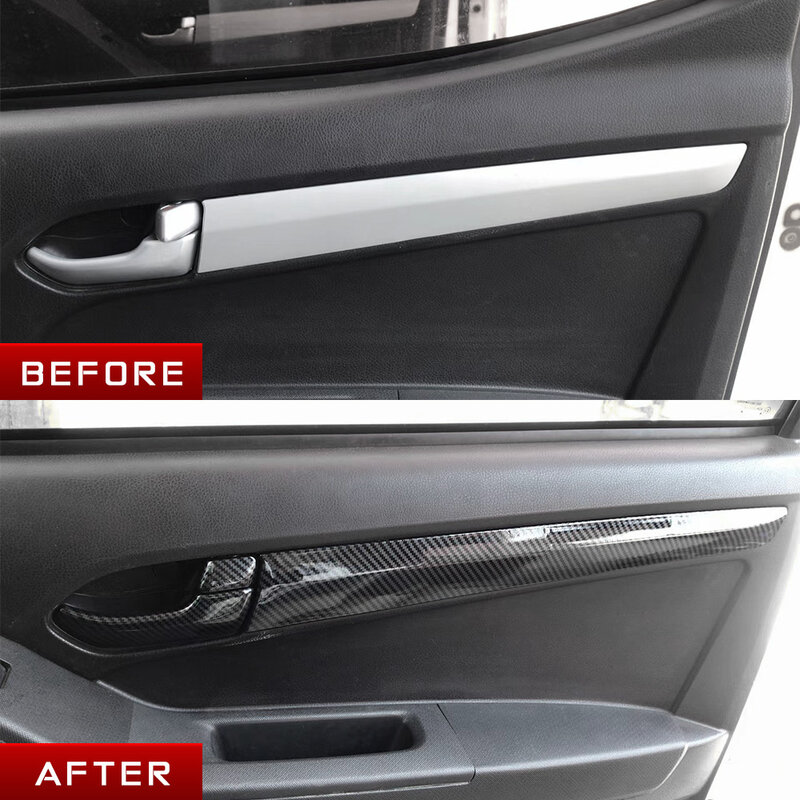 Para isuzu D-MAX MU-X 2012-2019 8 pçs cor de fibra de carbono porta interna aberta lidar com capa decoração