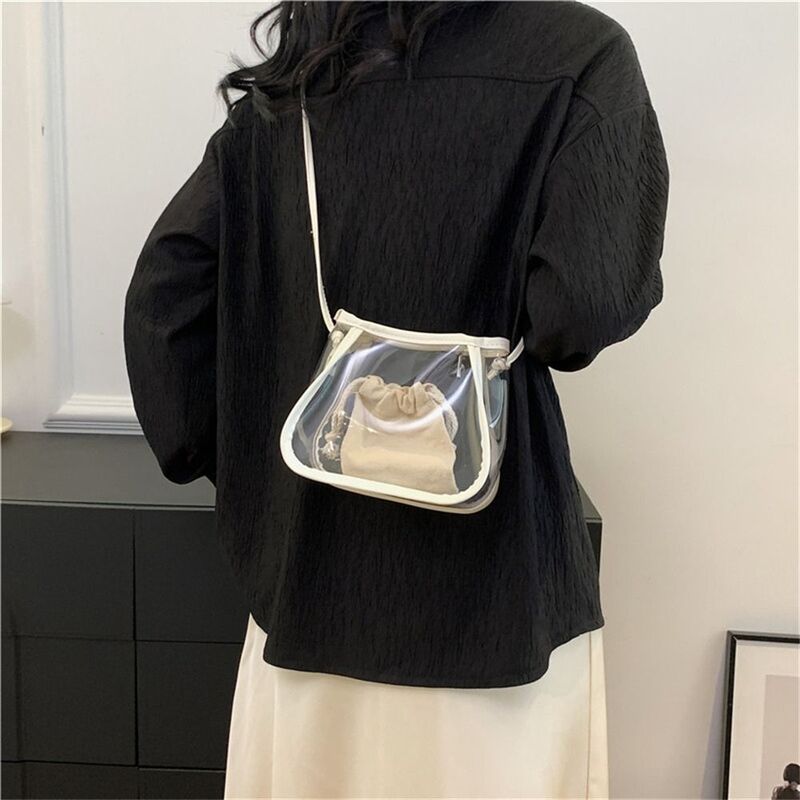 PVC Shoulder Bag Fashion Small Transparent Crossbody Bag Candy Color Messenger Bag Women Girls