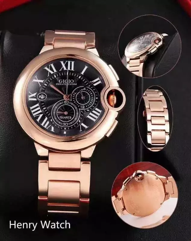 ساعة رجالي فاخرة من الذهب الوردي ، ميكانيكية أوتوماتيكية ، رومانية ، ساعات رياضية سوداء ، جديدة