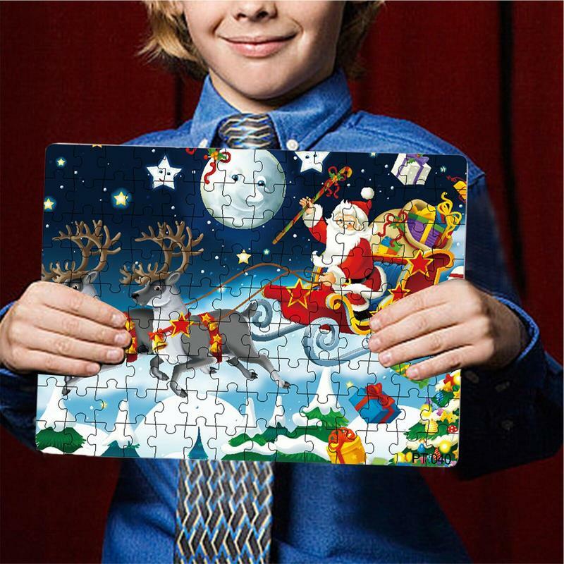 Papai Noel Papelão Jigsaw para meninos e meninas, Natal Puzzles, jogo educativo, presente de aniversário