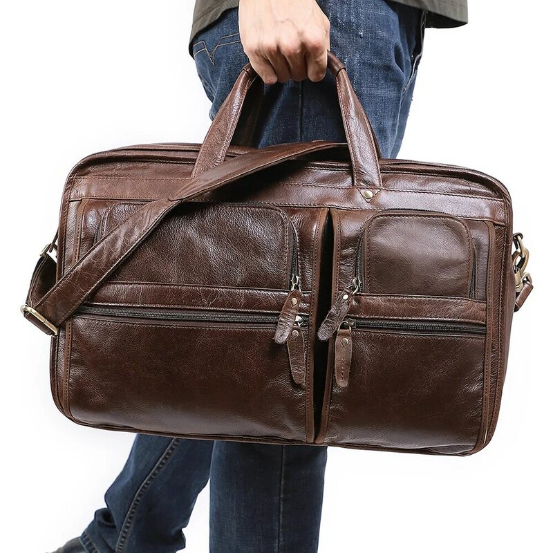 Портфель мужской из натуральной кожи, сумка-мессенджер для ноутбука 15,6 дюйма 17 дюймов, Вместительная деловая сумка