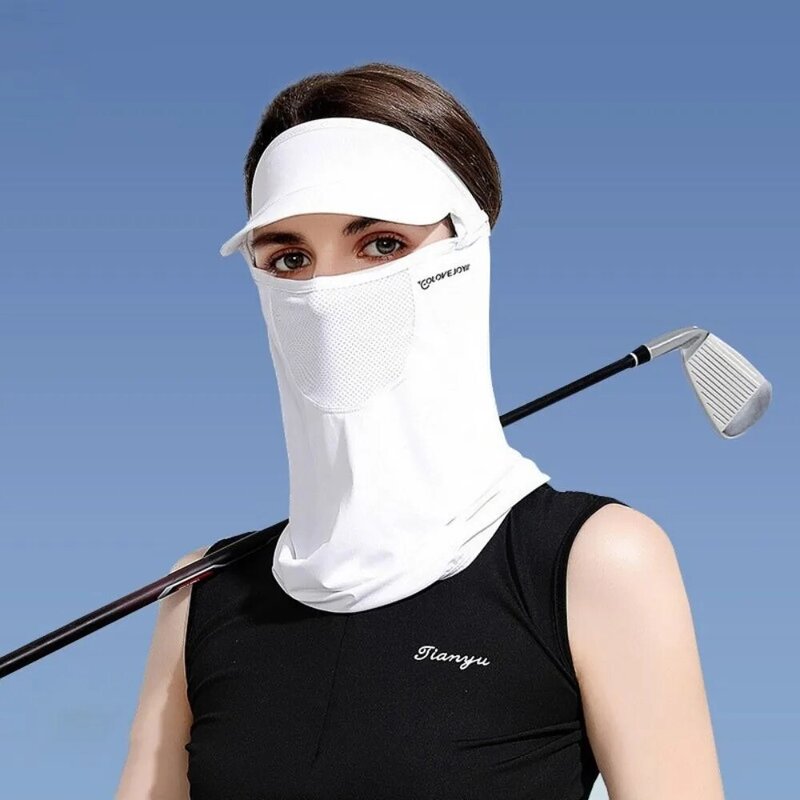 Mascarilla de protección facial completa, máscara de seda de hielo ligera, transpirable, sin costuras, protector solar, resistente a los rayos UV, para exteriores