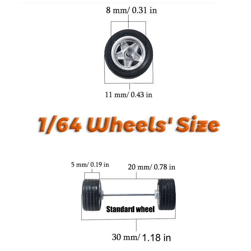 KicarMod 1/64 Wheels Tires Toy Parts Electroplated Color from CE28 TE37 Advan for Hot Wheels Hobby Modified Parts 5 set/pack