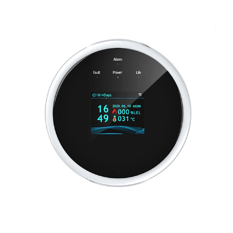 Tuya-WiFi Gás Vazamento Detector, Gás Natural GLP, Alarme de Temperatura, Voice Prompt App Notificação, Linkage Valve for Smart Home