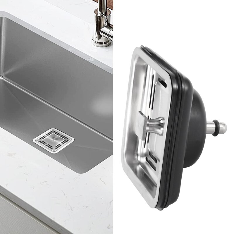 Stainless Steel Square Sink Strainer Plug Kitchen Sink Drain Mesh Stopper Basket Strainer Waste Plug Kitchen Appliances