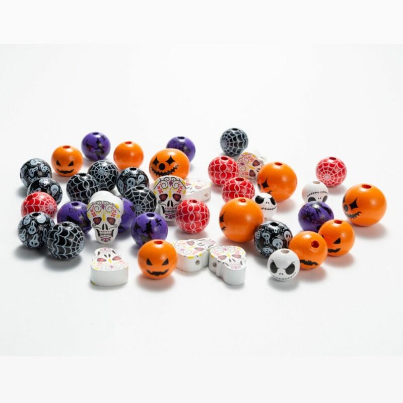 10 buah kepala labu Halloween Ronud manik-manik rumbai aksesoris Ronud buatan tangan Grimace tengkorak mainan anak-anak