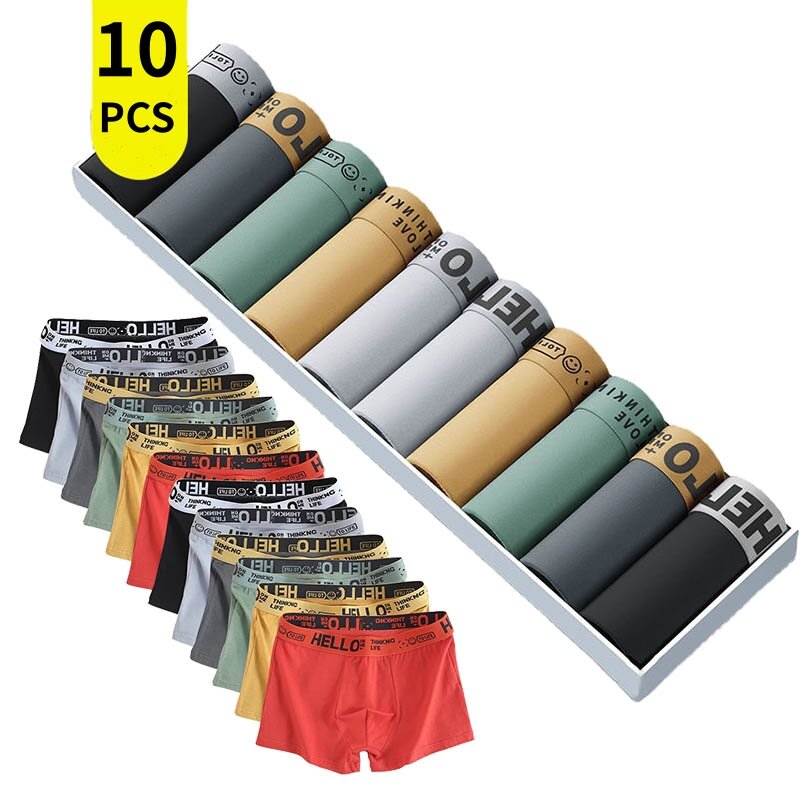 10 pz/pantaloncini da uomo intimo in puro cotone antibatterico morbido cotone Sexy Boxer comodi uomini Butt Lift intimo L-4XL