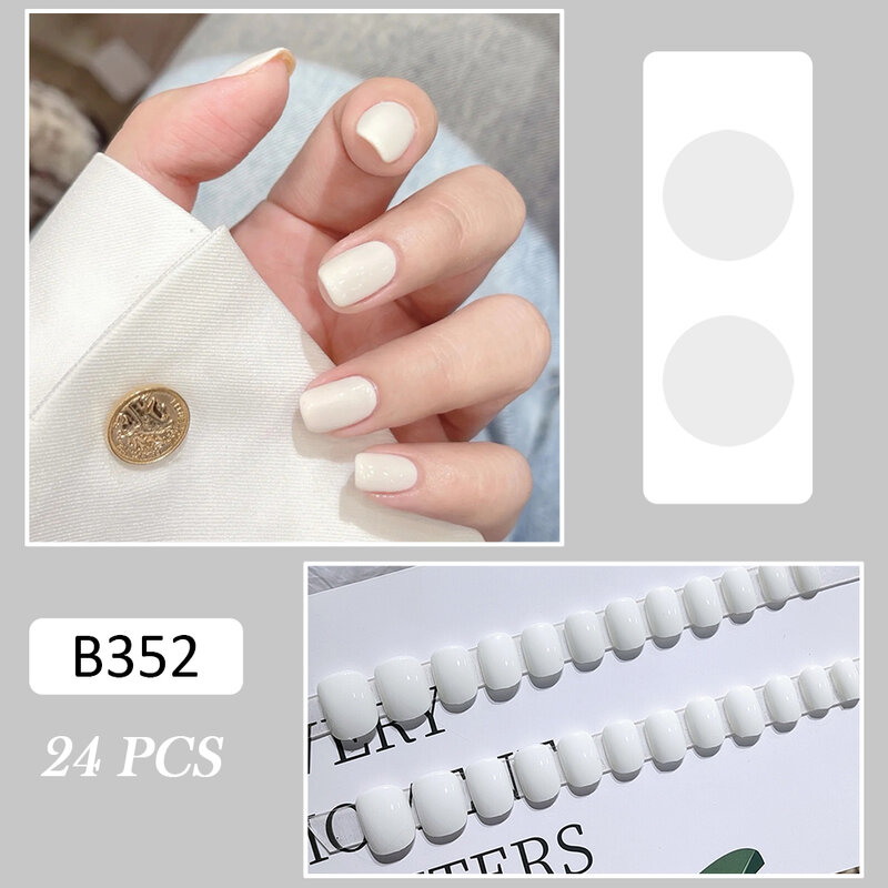 Elegancki biały paznokcie słodkie i urocze sztuczne paznokcie wielokrotnego użytku dla kobiet i dziewcząt Salon paznokci