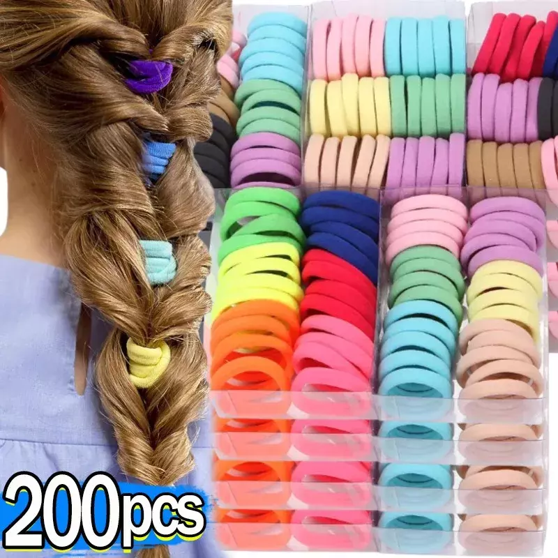 50/200pcs Thicken Girls Hair Band Hairbands Hair Accessories For Woman Kids Ponytail Holder Elastic Scrunchies Rubber Bands