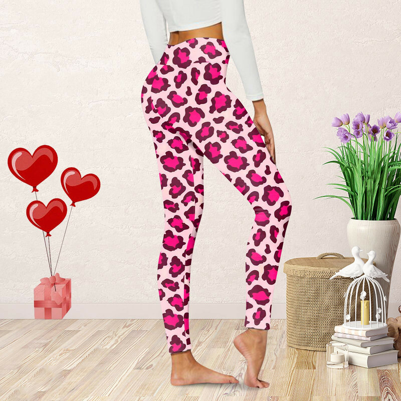 2024 Valentine's Day Fashionable Women's Casual Slimming Leggings Love Printed Pattern Decor Clothes High Waist Yoga Leggings