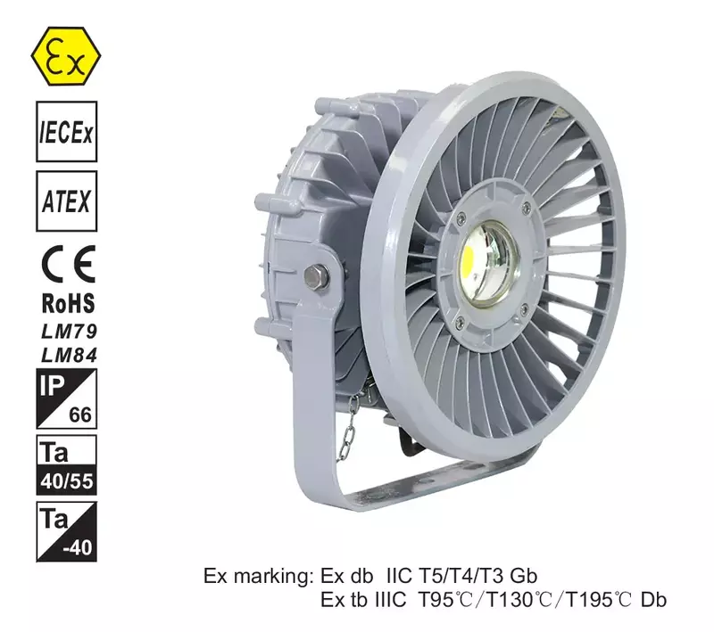 Proiettore a luce antideflagrante a LED industriale IP67 approvato per luce antideflagrante per aree pericolose ATEX