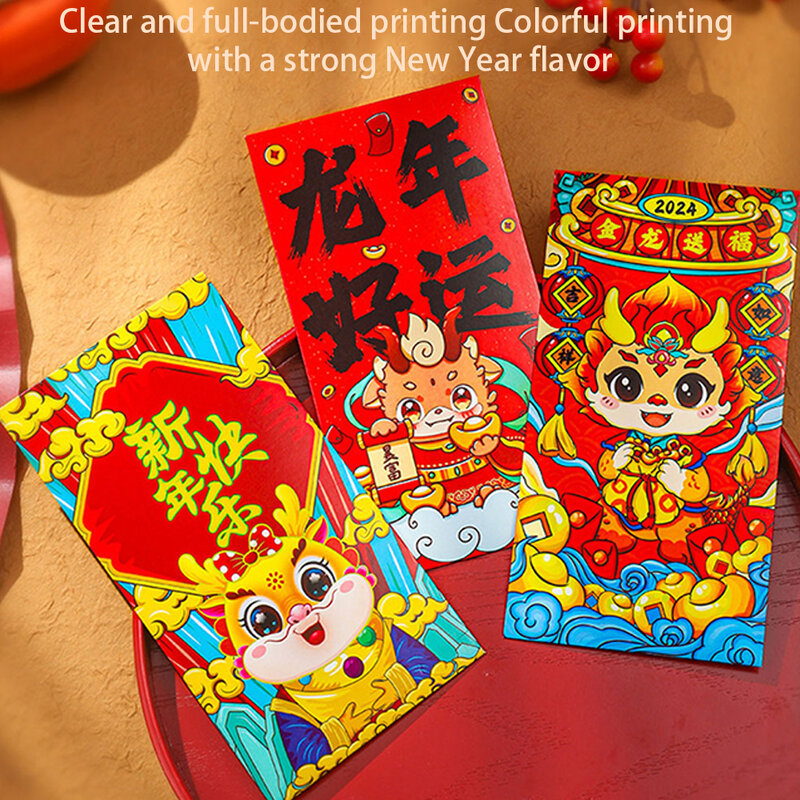 Mil Yuan Fun Cartoon Envelope Vermelho, Hot Stamping, Boa Sorte Greves, Papel Especial, 1-5Pcs