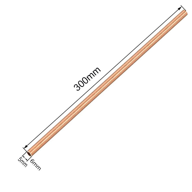Tubulação oca de cobre para a indústria do artesanato, diâmetro interno 2-20mm, diâmetro interno 1-18mm, comprimento 100-500mm, 1Pc