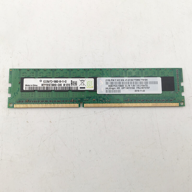 ذاكرة الخادم مختبرة بالكامل ، 8G ، 8GB ، 2RX8 ، PC3-10600E ، DDR3 ، 1333 ، ECC ، 90Y3165 ، 90Y3167 ، 1 قطعة