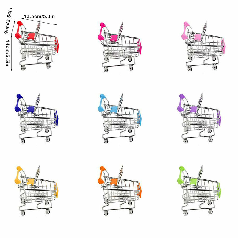 Baby Kids Simulation Mini Shopping Cart Toys Handcart Supermarket Storage Basket Trolley Toy